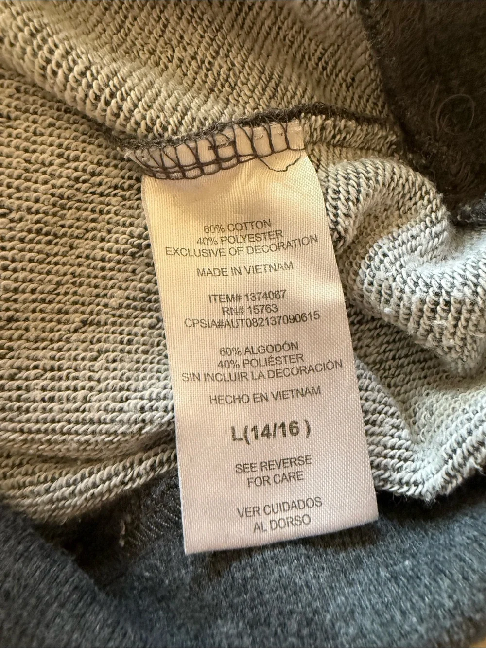 Champion Boys Script Logo Fleece Pullover Hoodie Dark Heather Gray Size L 14/16